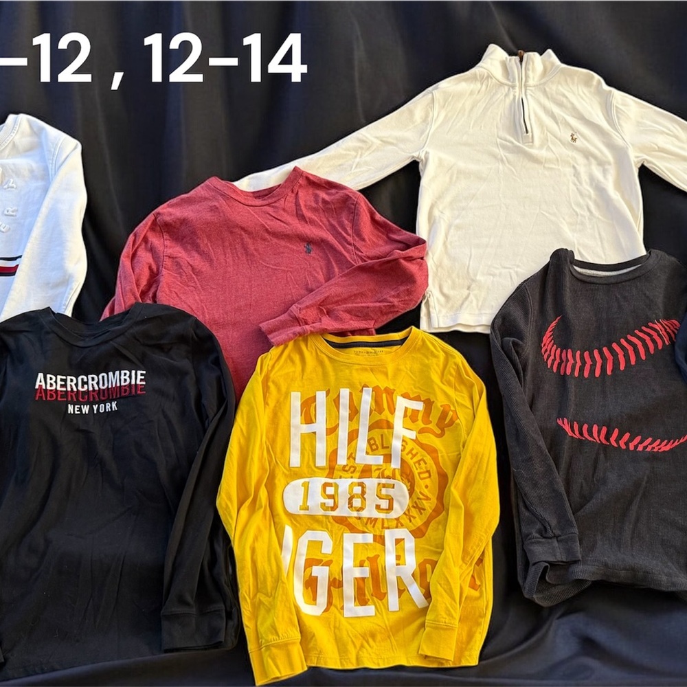 Lot of 7  Long Sleeve Tee for boys Polo Ralph Lauren, Abercrombie, Tommy Hilfige